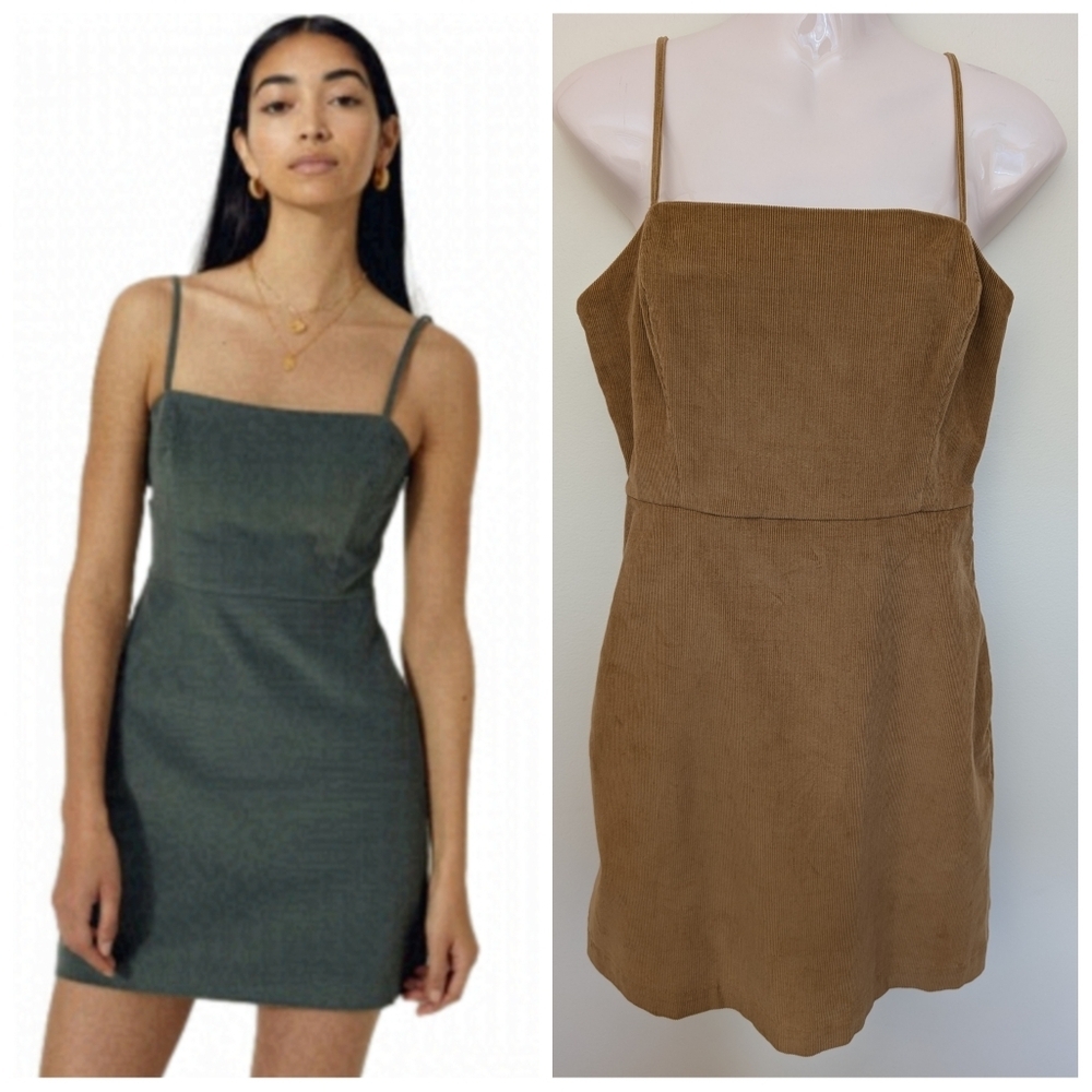 Aritzia Wilfred Isabelle mini dress corduroy mustard yellow 6
